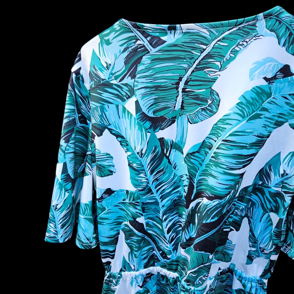 Tropical Leaf Print Kimono Size L - Picture 11 of 15